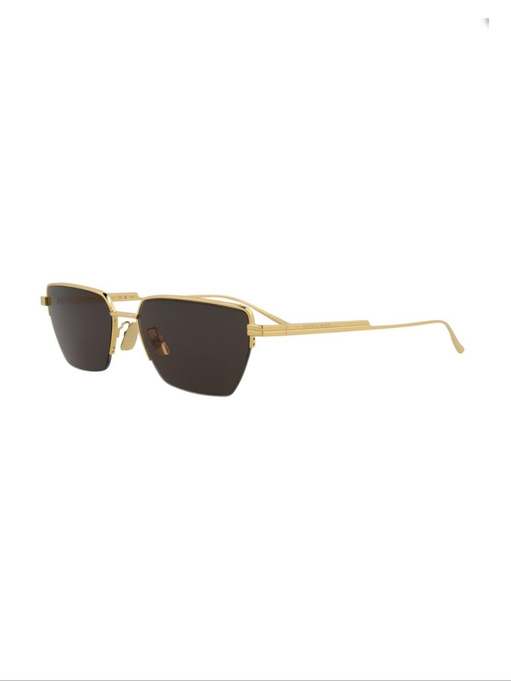 Bottega Veneta Gold Unisex Square Metal Sunglasses